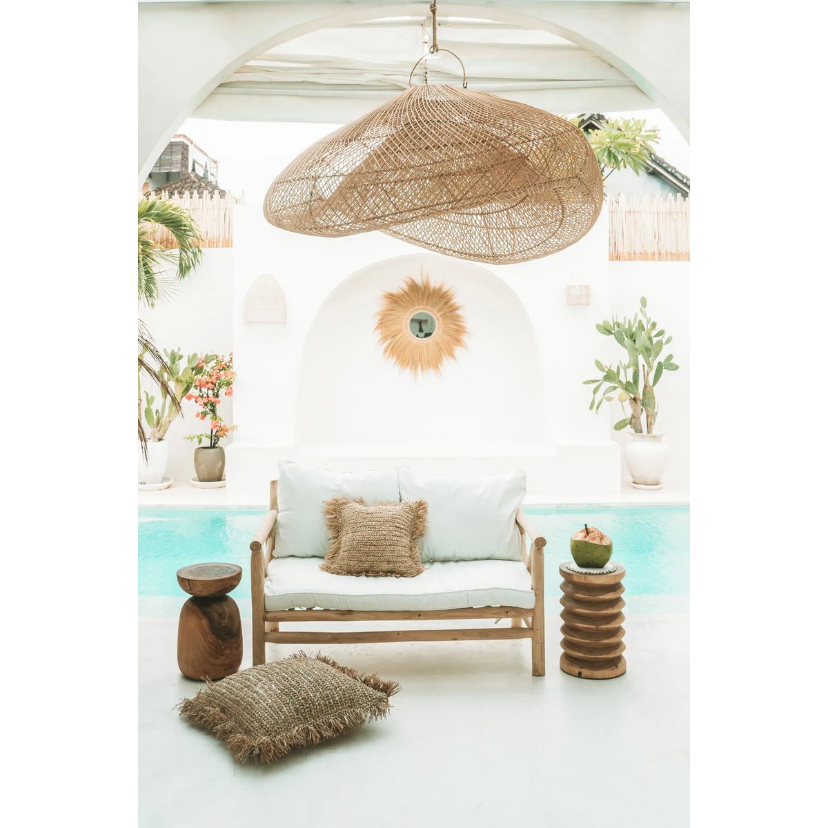 Raffia kussenhoes Vierkant naturel - 40 cm