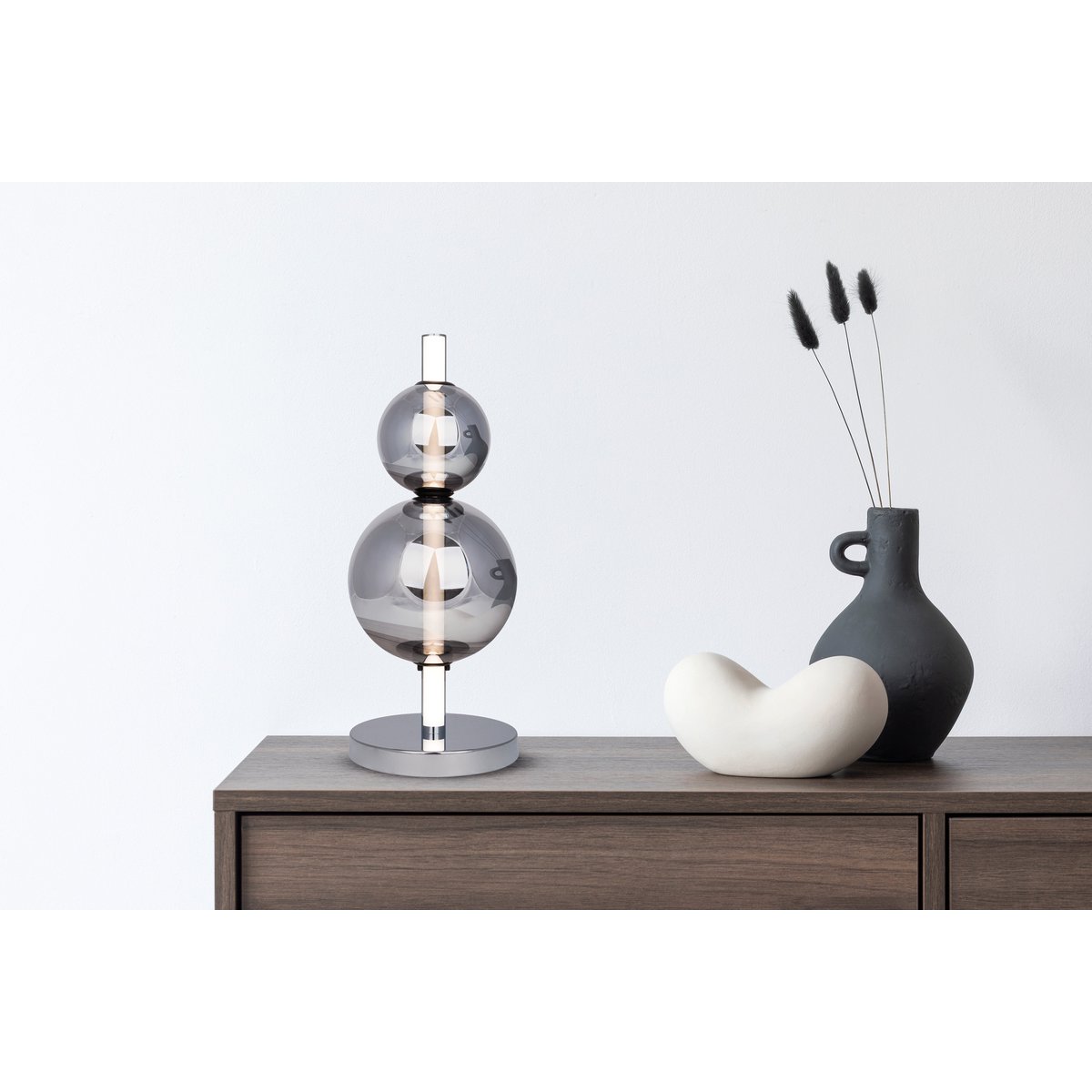 LED Tafellamp Nova Chroom/Rookglas - 44 cm