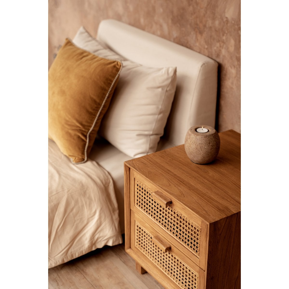 Fluwelen kussenhoes Velvet crush mosterd - 50x50 cm