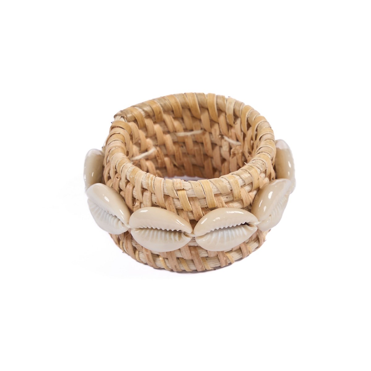 Rotan servetring Schelp natuurlijk wit (Set van 4)