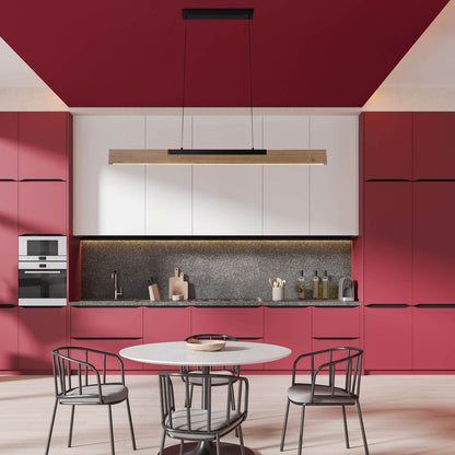 LED Hanglamp Wilma Hout/Zwart - 122 cm (Dimbaar)