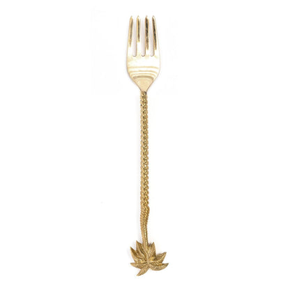 Massief messing vork Palmboomvork goud