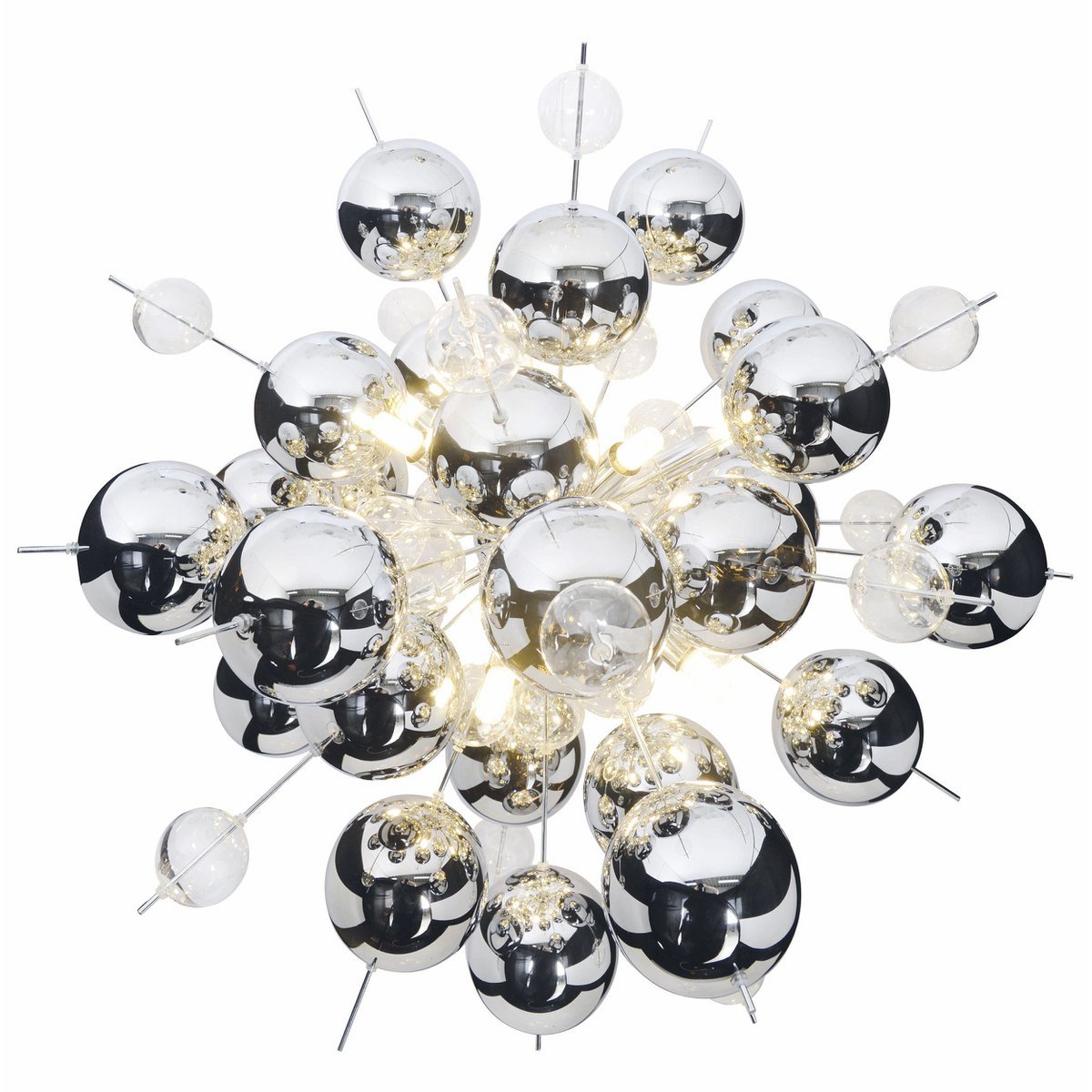 Hanger lamp "explosie" chroom gemaakt van metaal en glas, G9 - versies, hangende lamp voor eetkamer, woonkamer, gang of kantoor, Øca. 65 cm - OutHome