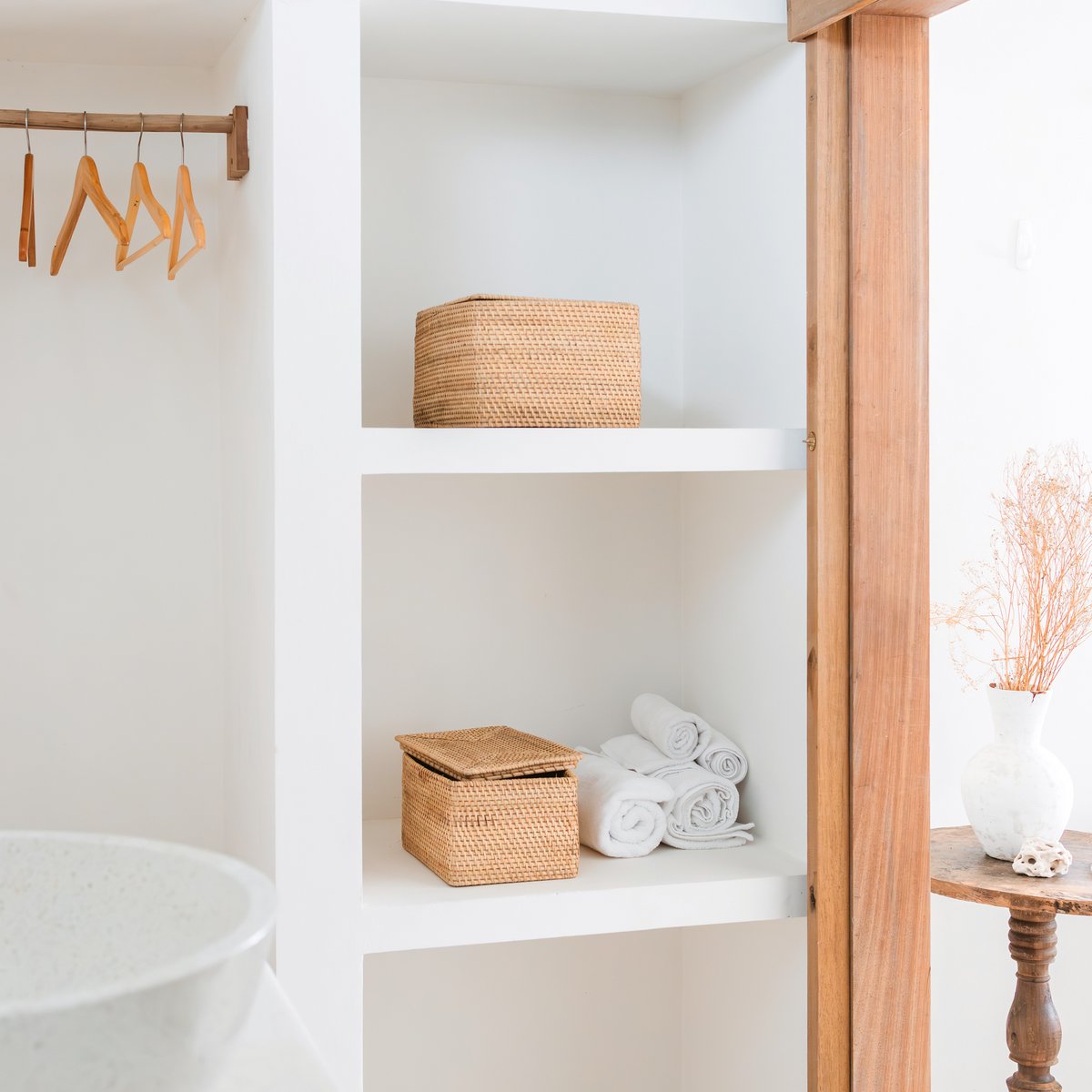 Plankmand Graha Rotan Beige met Deksel (2 maten)