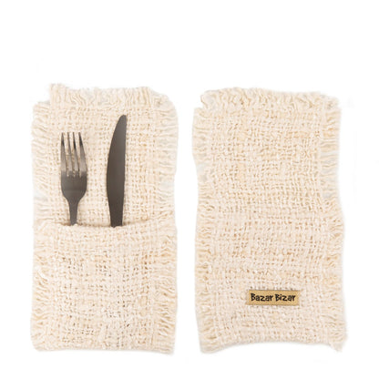Katoenen bestekhouder Luxe creme