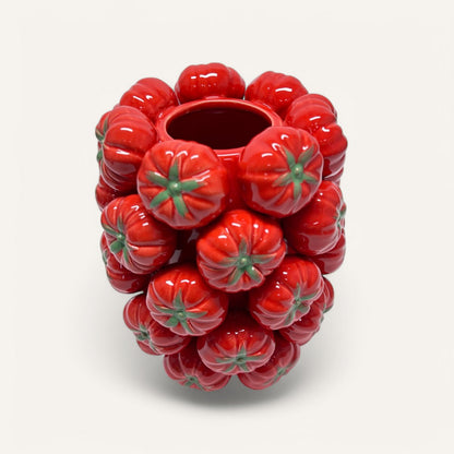 Porseleinen tomatenvaas rood