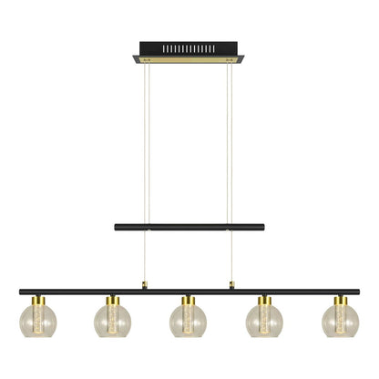 LED Hanglamp Messing/Zwart Glas - 90 cm