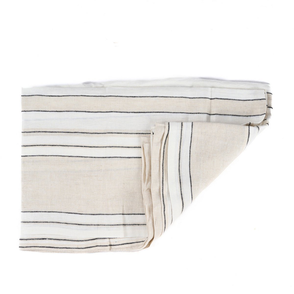 Linnen tafelkleed Provence naturel zwart wit - 150x300