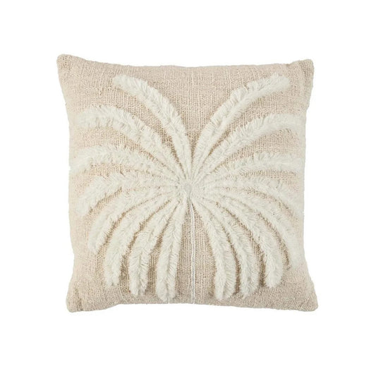 Kussenhoes raffia- en katoenen Isla palm wit