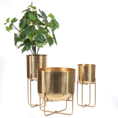 Koperen planter Op stand messing - L