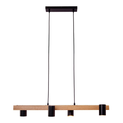 Hanglamp Frida 4-Lichts Zwart/Hout - 80 cm (GU10)