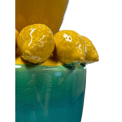 Keramische vaas Lemon juice turkoois/geel - 37 cm