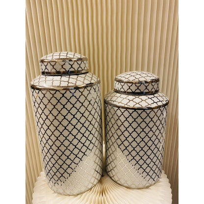 Keramische pot White gold wit/goud - 35 cm