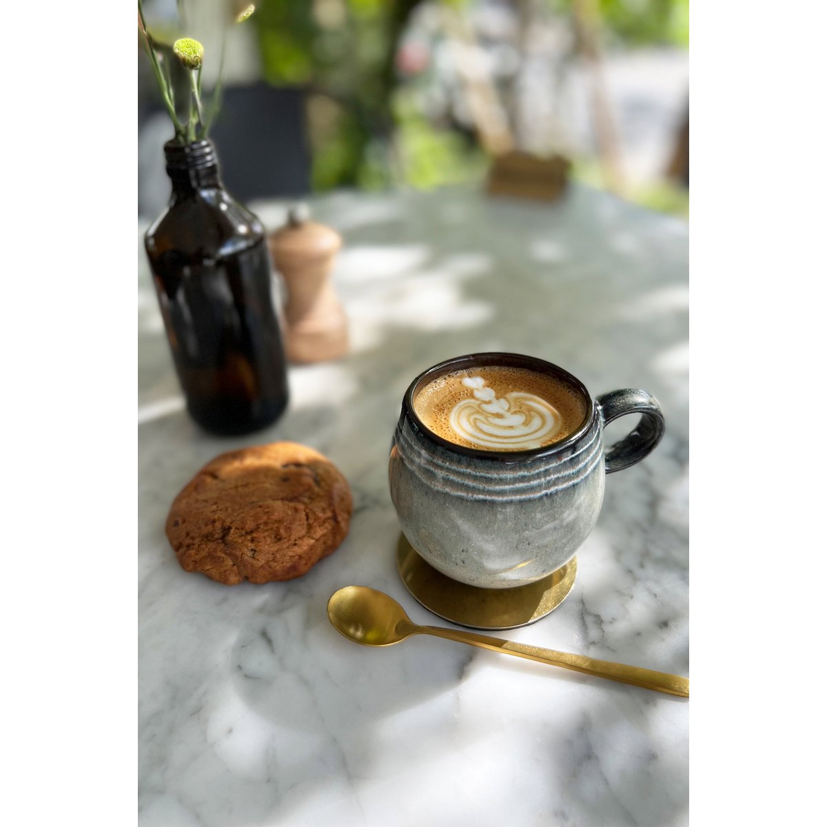 Porseleinen espressokop Comporta groen/bruin