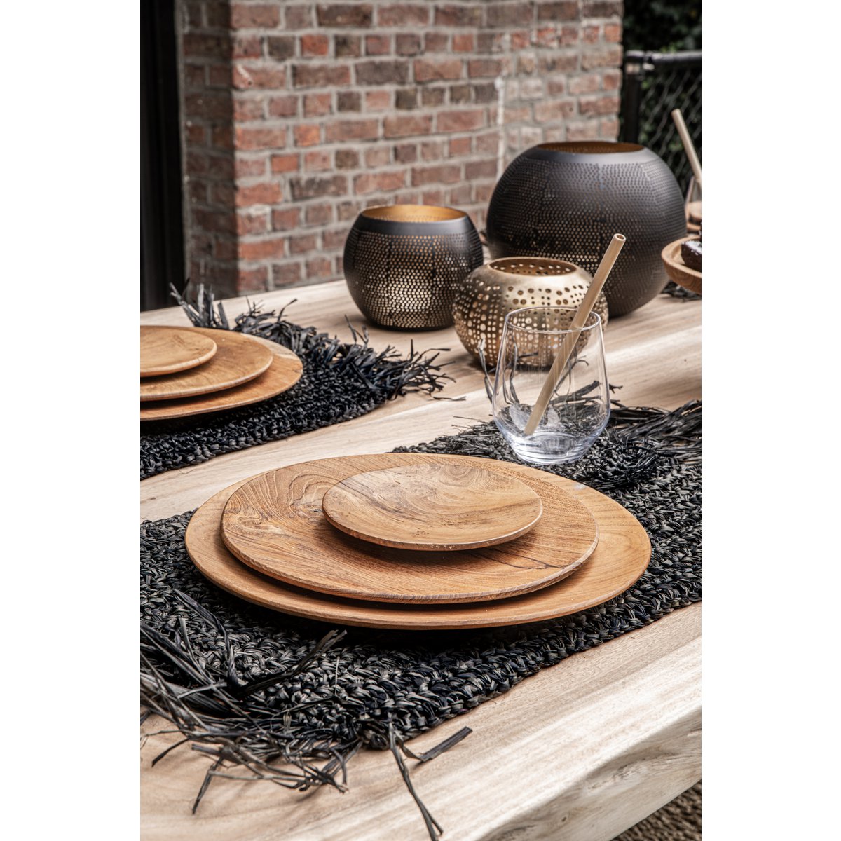 Raffia placemat Rechthoekig zwart