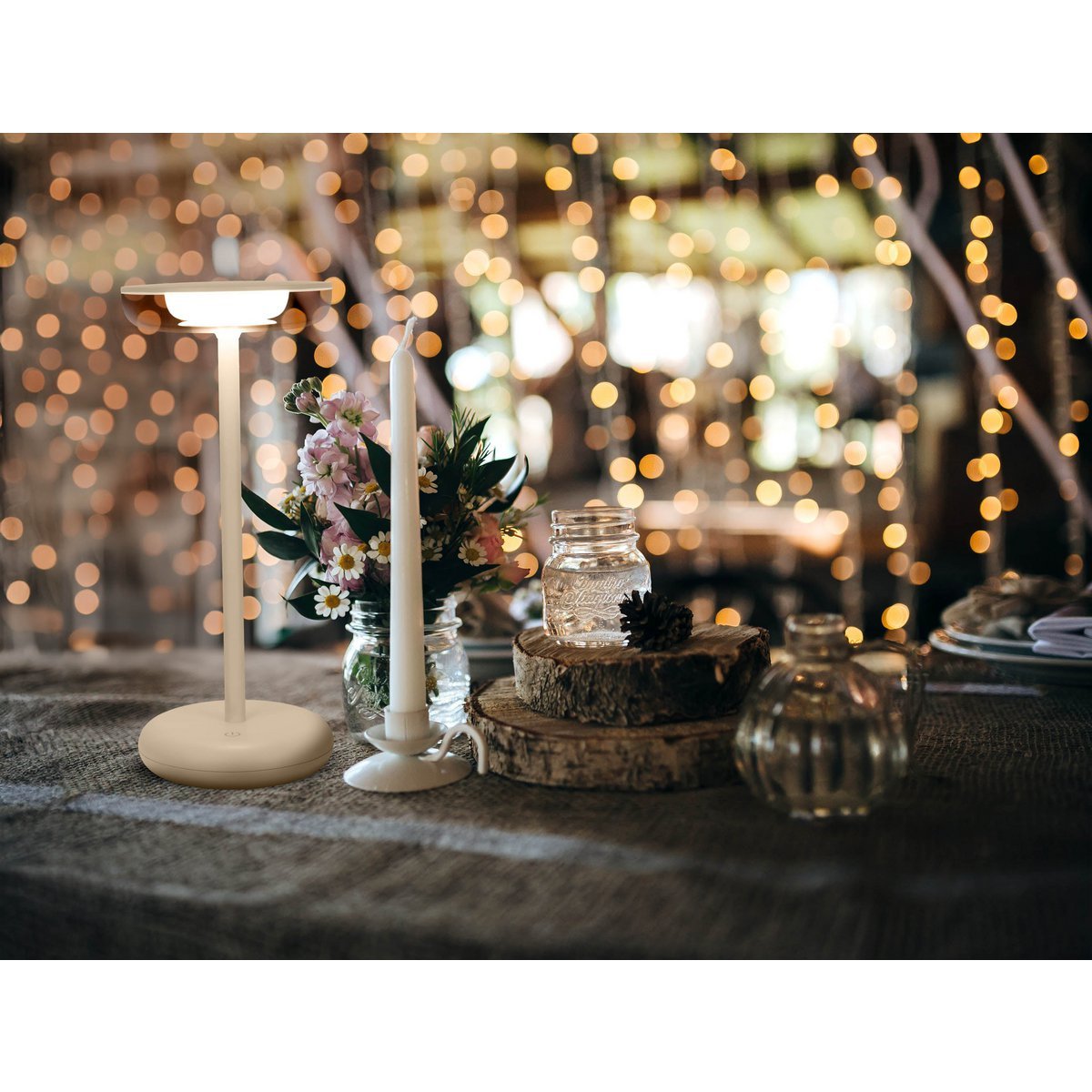 Snoerloze Tafellamp Pasi Beige Touch - 26 cm (Dimbaar) - OutHome