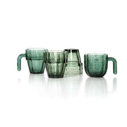 Glazen drinkglas Stack-a-Cactus groen (Set van 4)