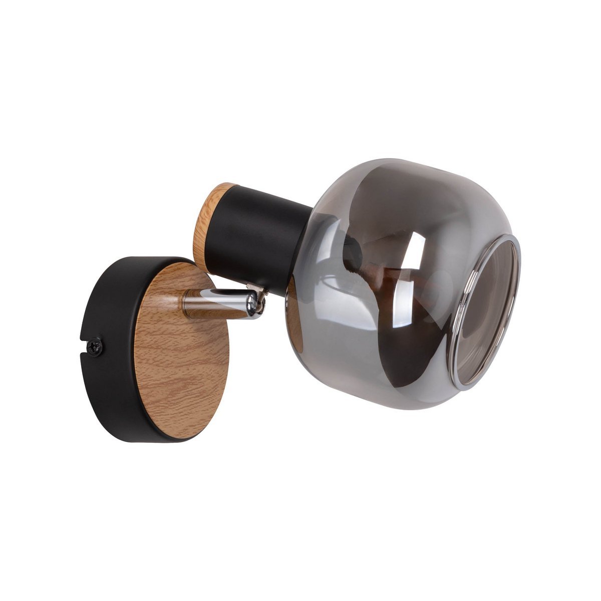 Glazen wandvlek "fumoso", wandlamp gemaakt van zwart en rookglas in zwart en de natuur, met E14 - aansluiting, voor eetkamer, woonkamer, gang of kantoor, lamp voor woonkamer, eetkamer, gang of gang 16 x 14 cm - OutHome