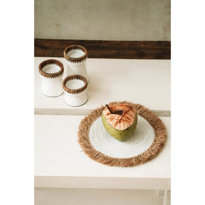 Raffia placemat Seagrass wit naturel - 45 cm