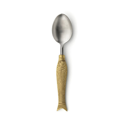 Messing visvormige lepel L goud