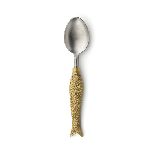Messing visvormige lepel L goud