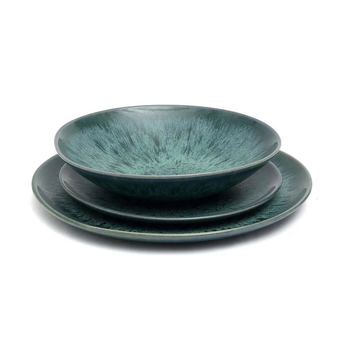 Porseleinen saladebord Aqua blauw