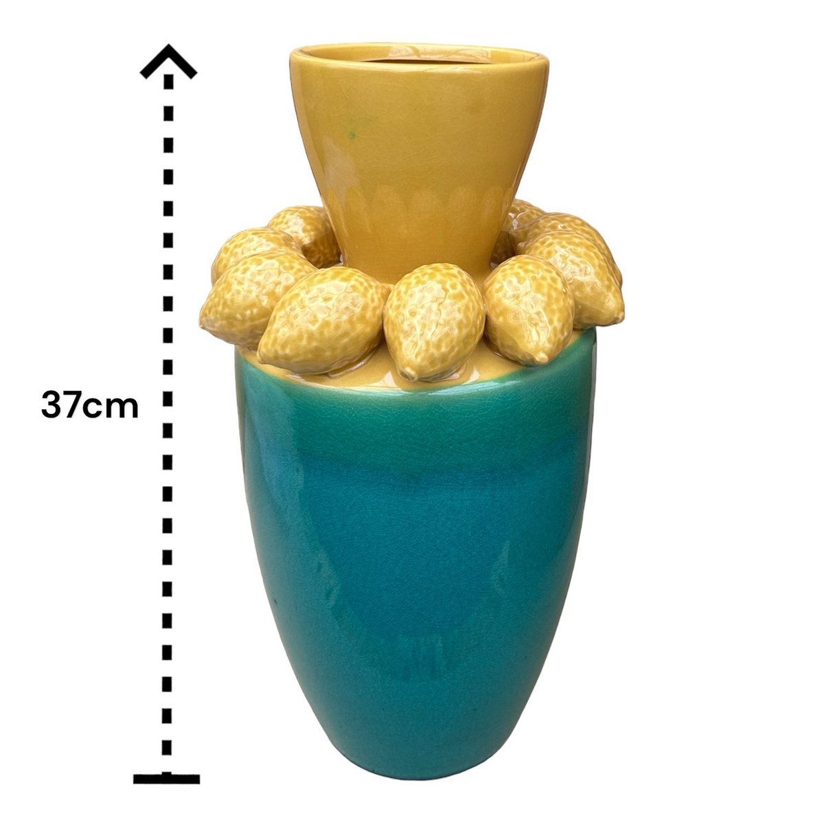 Keramische vaas Lemon juice turkoois/geel - 37 cm