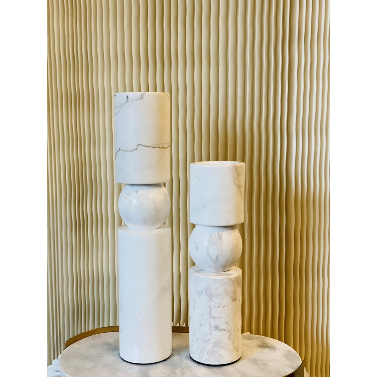 Marmeren kandelaar M wit - 29,5 cm
