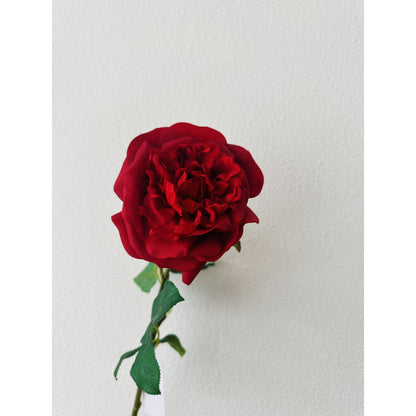 Zijden kunstbloem Hand touch rose rood - 65 cm