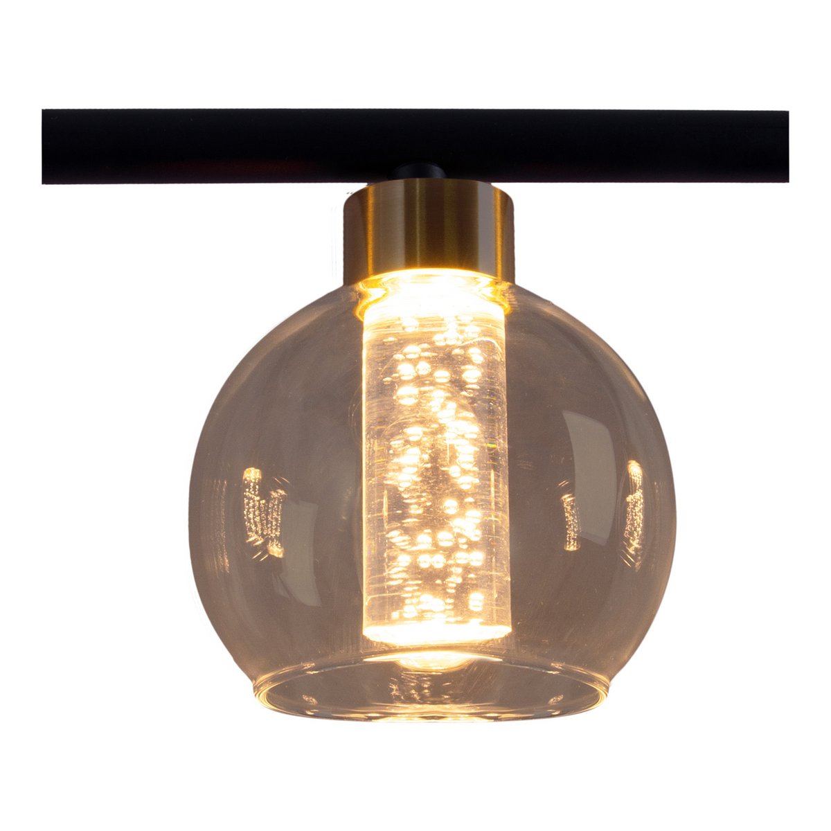 LED Hanglamp Messing/Zwart Glas - 90 cm