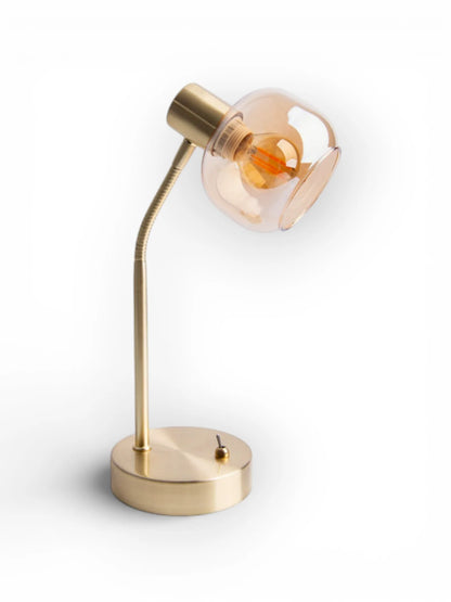 Tafellamp Libby Messing/Amberglas - 34 cm (E14)