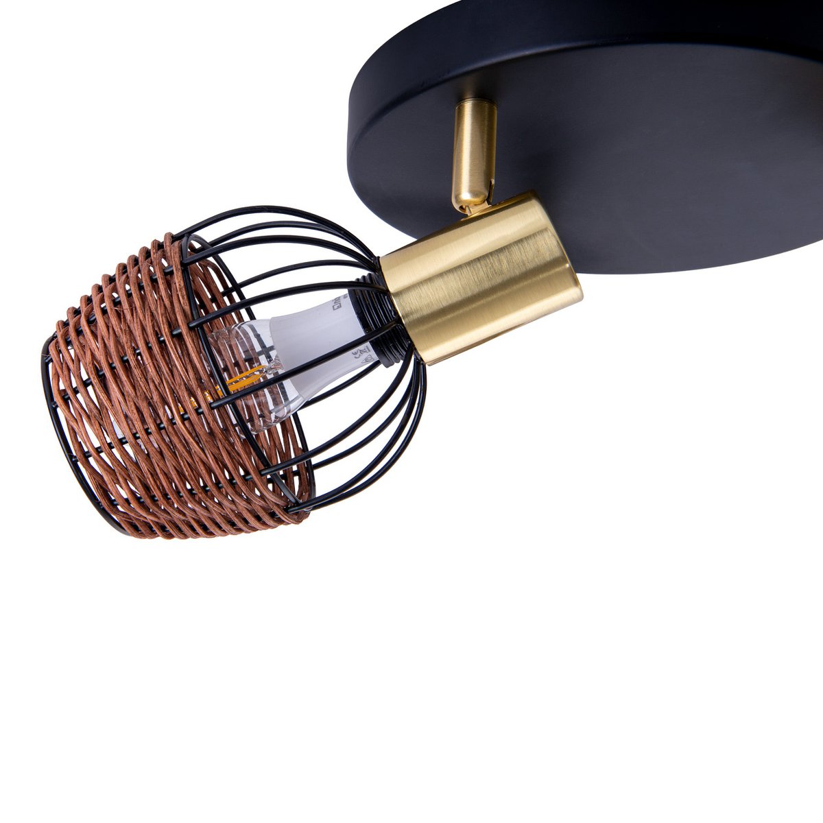 Plafondlamp Corbis 3-Lichts Zwart/Rotan - Ø 38 cm (E14)