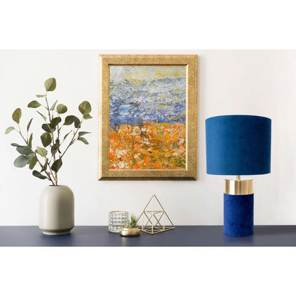 Tafellamp Bordo Goud/Blauw Velours - 32 cm (E14)