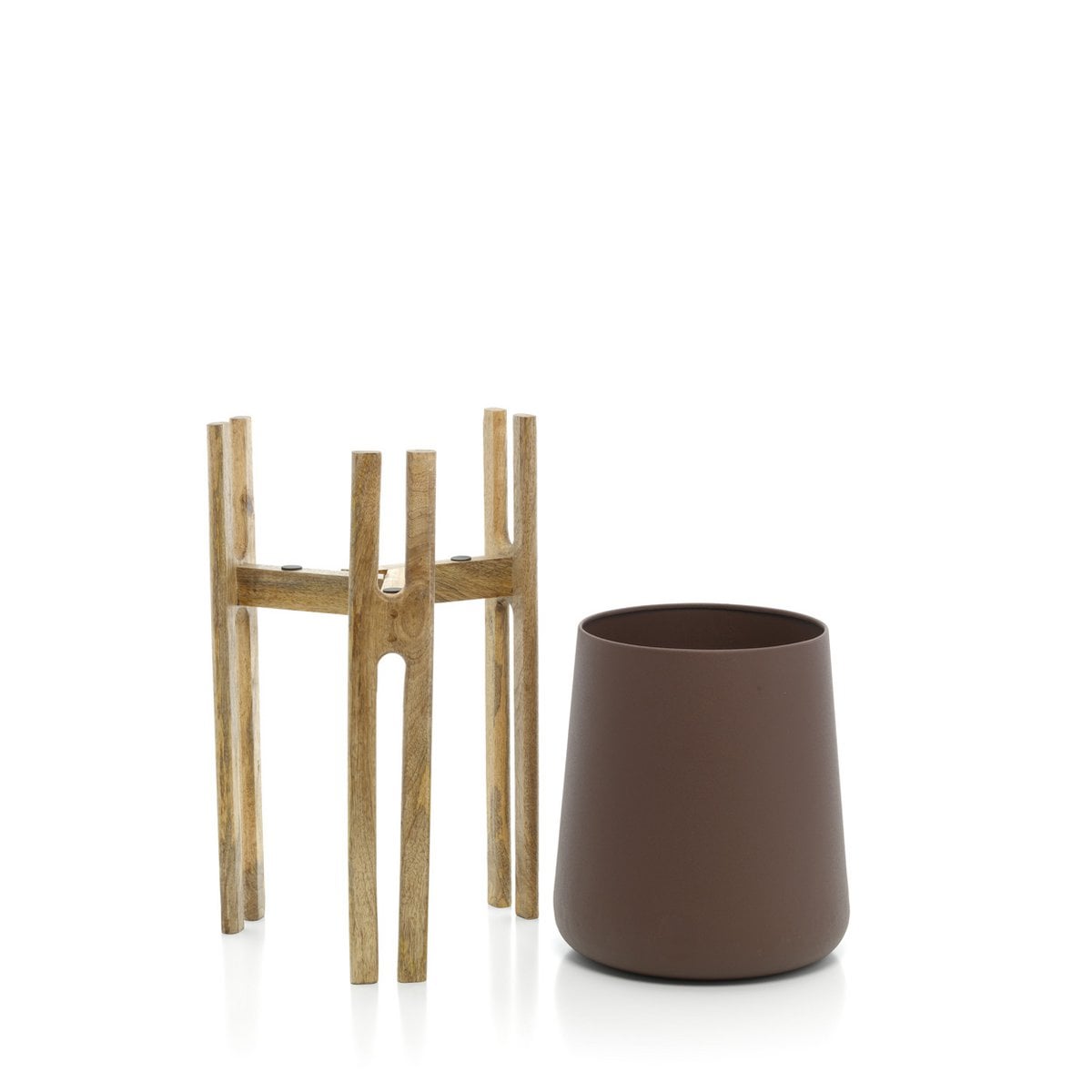 Beton en hout wortelplanter Gevorkte bruin - L