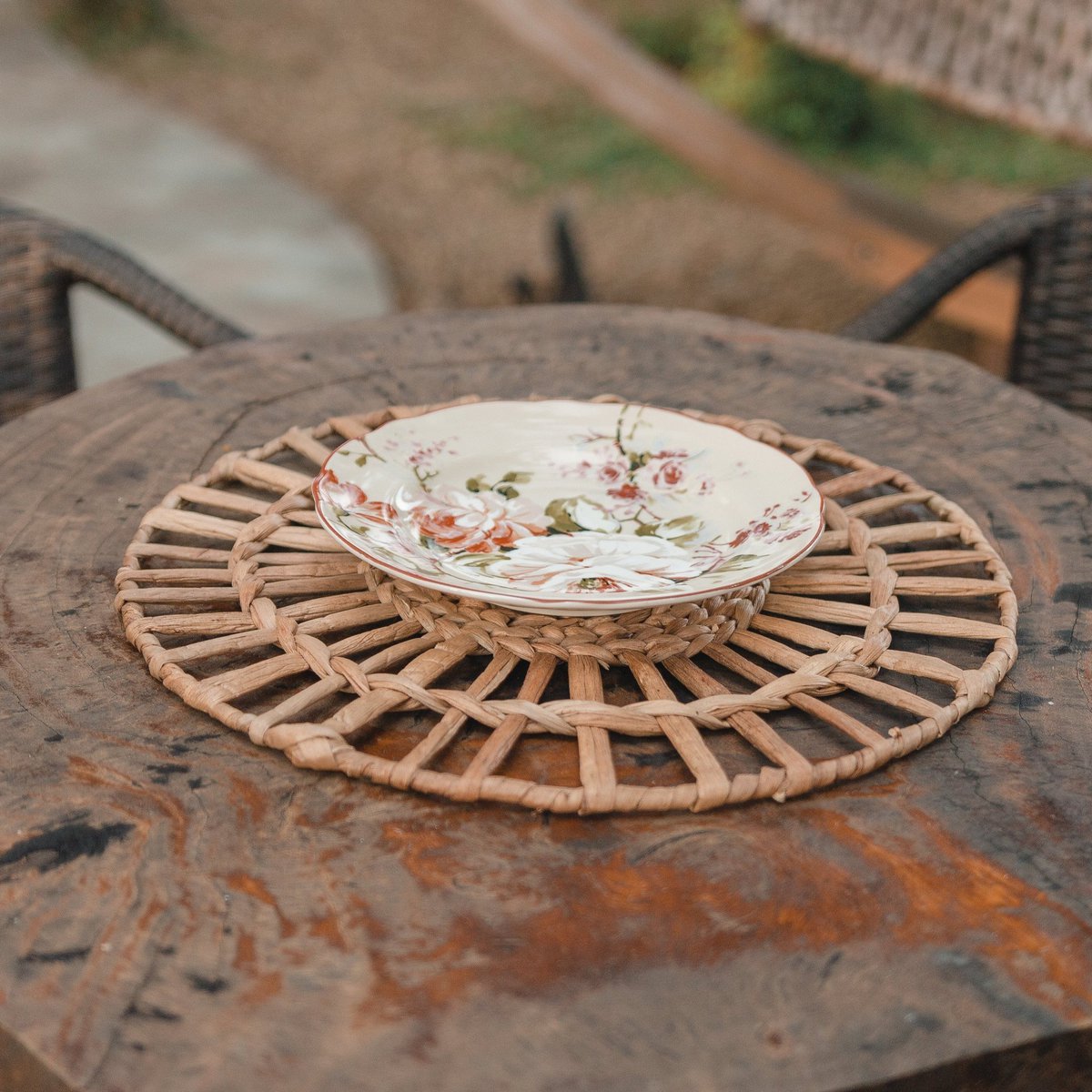 Waterhyacint Placemat Rond Caruban (38 cm) - Set van 2, 4 of 6