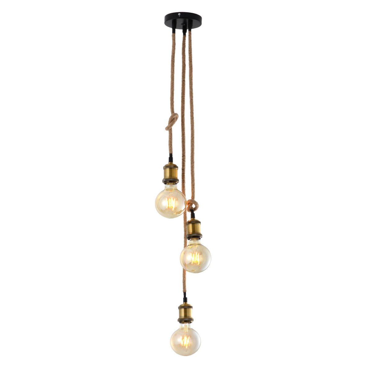 Hanglamp Ontario 3 - Lichts Oud Messing/Jute (E27) - OutHome