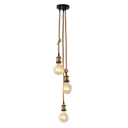 Hanglamp Ontario 3 - Lichts Oud Messing/Jute (E27) - OutHome