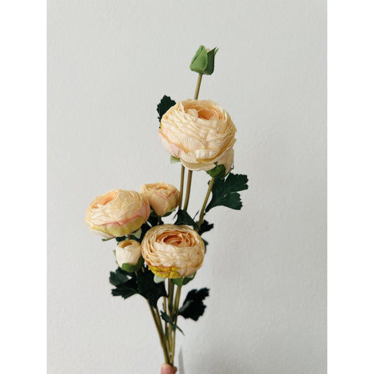 Kunstbloemen boeket Ranonkels champagne - 55 cm