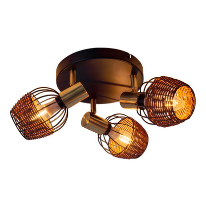 Plafondlamp Corbis 3-Lichts Zwart/Rotan - Ø 38 cm (E14)