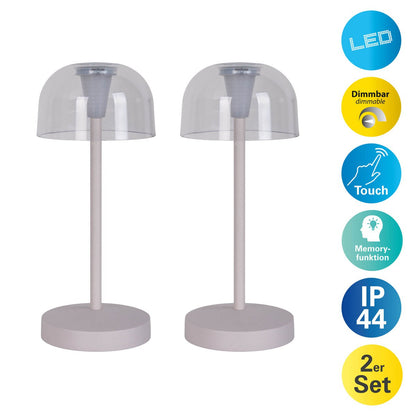 LED Acculamp Gomba Wit (Set van 2) - 18,5 cm