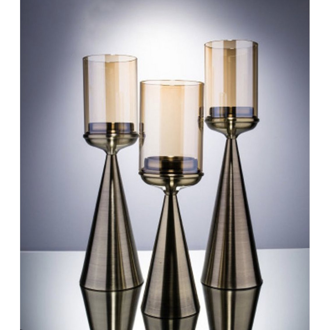 Glazen kandelaar S-hoog goud - 39 cm