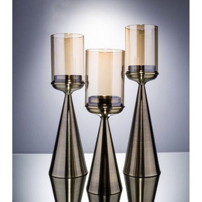 Glazen kandelaar S-hoog goud - 39 cm