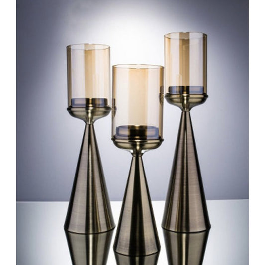 Glazen kandelaar S-hoog goud - 39 cm
