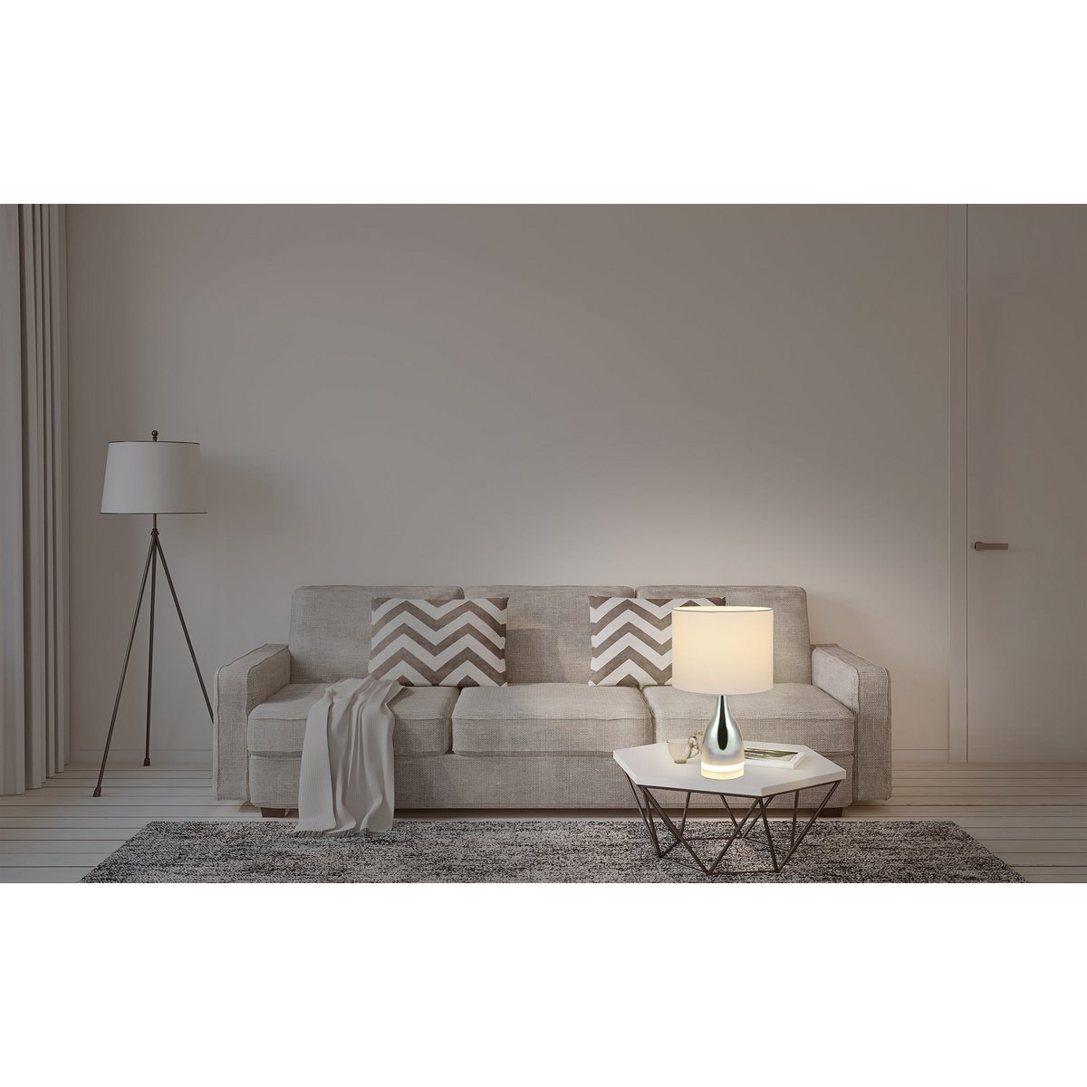 LED Tafellamp Cosima Chroom/Wit - 43,5 cm (E14)