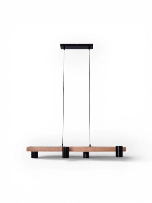 Hanglamp Frida 4-Lichts Zwart/Hout - 80 cm (GU10)