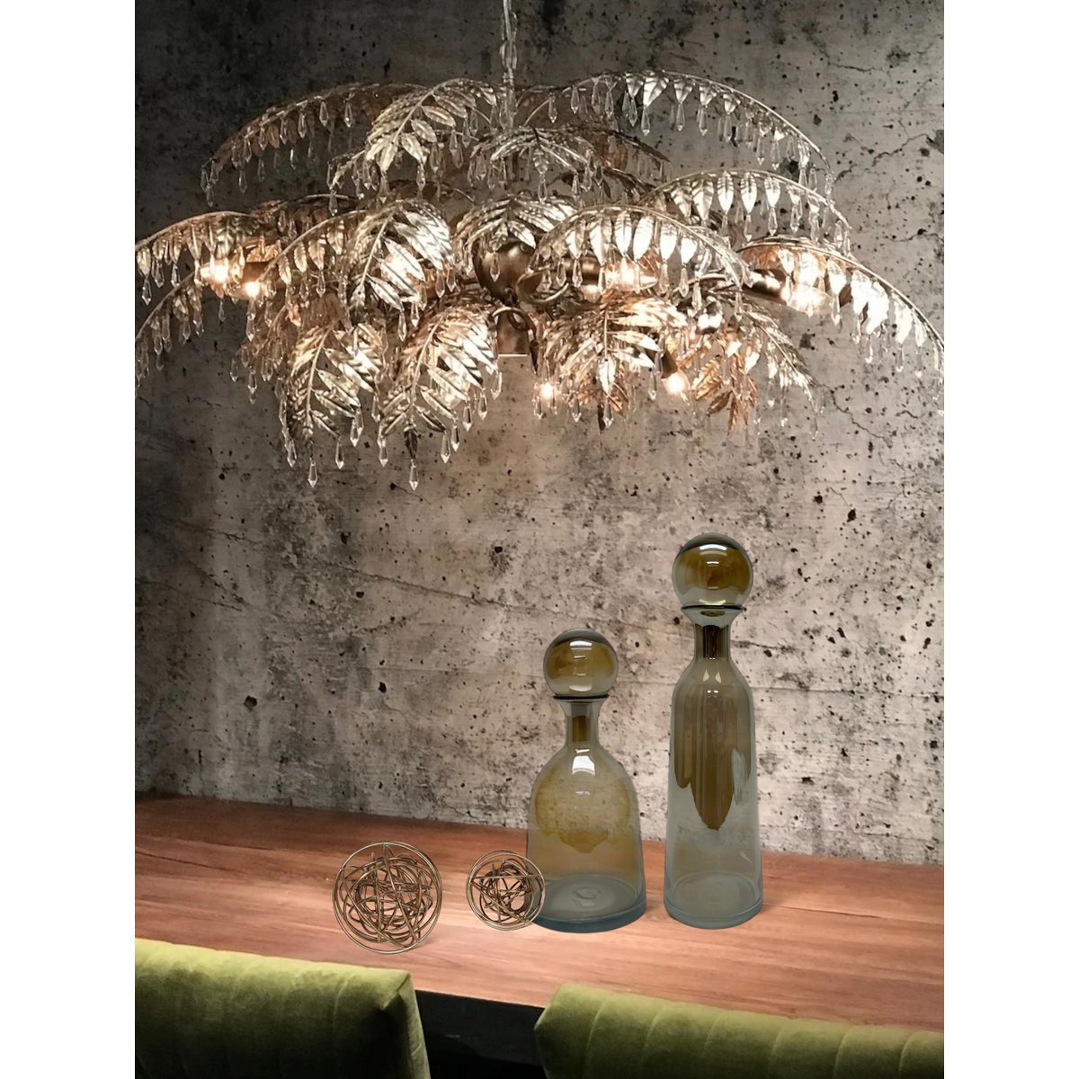 Glazen fles amberkleurig (Set van 3)