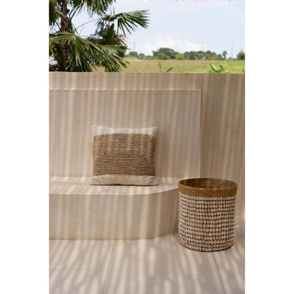 Raffia kussenhoes Stempel natuurlijk
