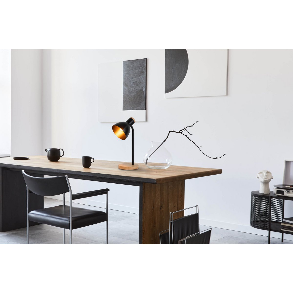 Bureaulamp Marie Zwart Hout/Metaal - 36,5 cm (E14)