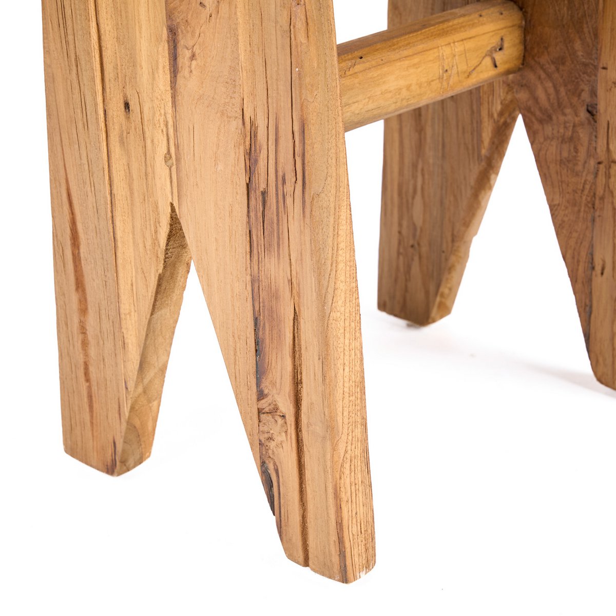 Teak kruk naturel - 40 cm