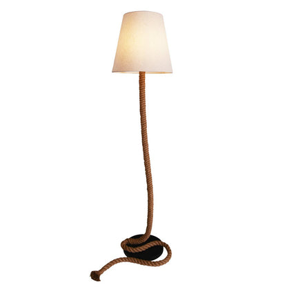 Staande lamp "touw" gemaakt van metaal, plastic, jute en textielmateriaal in de natuur, met E27 - versie, verlichting voor woonkamer, eetkamer of kantoor, 165 cm hoog - OutHome